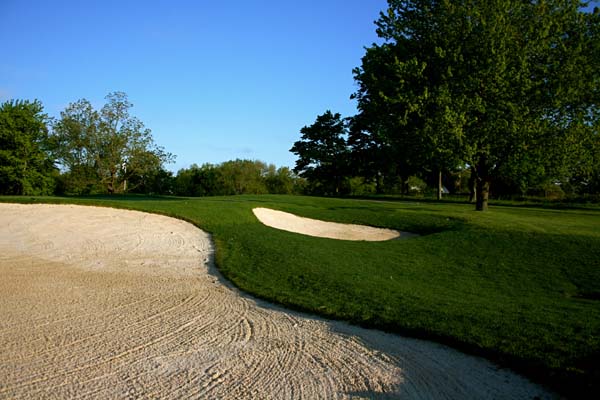golf course with sand bunkers